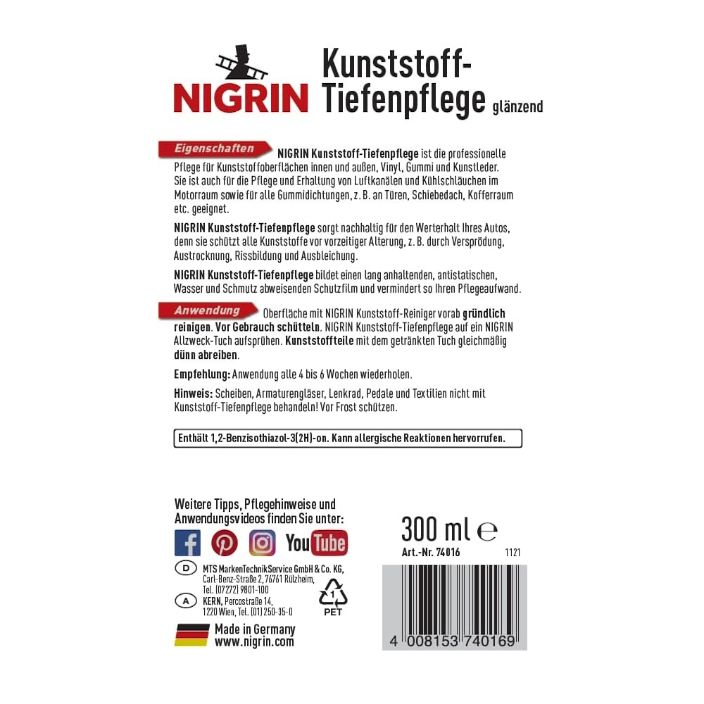 NIGRIN plastic deep care gloss 250 ml - Image 3